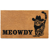 MAINEVENT Meowdy Doormat front view showing a durable coir cat welcome mat for high-traffic entryways.