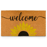 MAINEVENT Sunflower Welcome Mat front view invites guests with a sunny, welcoming aesthetic.