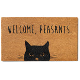MAINEVENT Welcome Peasants cat doormat outdoors shows inviting design and outdoor-ready size.