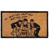 MAINEVENT What'cha Want door mat 30x17 front view shows durable outdoor fibers.