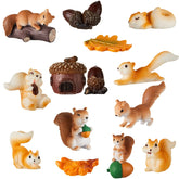 Maitys miniature squirrel figurines with pine cones add playful garden charm