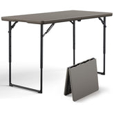 MAKE CHANGES folding table setup position for versatile indoor or outdoor use.
