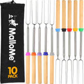 MalloMe Smores Sticks with 32-inch telescoping arm for safe campfire roasting.