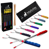 MalloMe 45-inch marshmallow roasting sticks extended reach for safer campfire roasting.