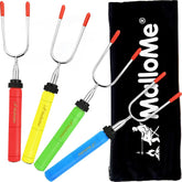 MalloMe Smores Sticks with rotating handle for even toasting during campfire fun