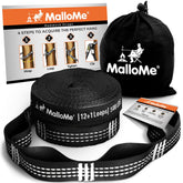 MalloMe XL hammock straps in black two-pack ready for quick secure setup.