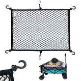 Mamiko cargo net on extendable folding wagon secures items during transport.