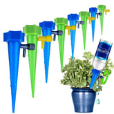 Mangoit self-plant watering spikes for 12-pack keeps soil evenly moist while away