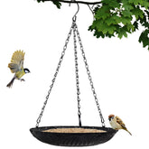 Manlikamu Platform Bird Feeder with 11-inch tray, durable metal construction for outdoors
