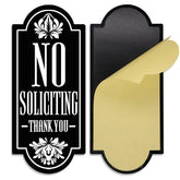 Maoerzai no-soliciting sign on front door with bold white letters.
