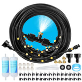 Maotong 100ft mister line over patio for outdoor cooling.