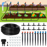 Maotong 55ft drip irrigation kit showing tubing layout for efficient watering