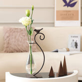 Marbrasse desktop glass planter with bird stand for stylish desk decor.