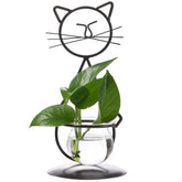Marbrasse desktop glass planter vase holder with cat frame for stylish desk décor