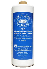 Marlig Fix-A-Leak bottle pour demonstrates simple leak sealing for pools and spas.