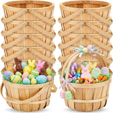 Marsui 10 piece wooden Easter gift basket set with handles for gifting and display