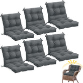 Marsui 6pcs outdoor chair cushions in dark gray add versatile all-weather comfort to patio seating.
