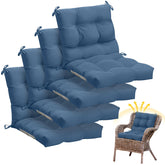 Marsui blue gray 4pc outdoor chair cushions with tufted seat and back for comfort