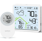 MASHI Rechargeable Weather Station front view with a sleek interface for quick checks