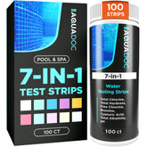 MAV AquaDoc 7-in-1 spa test strip pack with color chart for quick balance checks