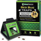 MaxGuard bed bug trap collection displays packaging and multiple traps for home protection.