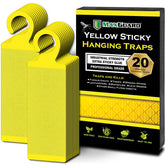 MaxGuard yellow sticky trap with hanging hook protecting indoor plants from pests.