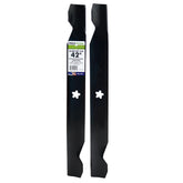 MaxPower 561713B two-blade set for 42-inch mowers with five-point star center hole.