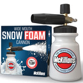 McKillans foam cannon wide-mouth bottle for easy soap dilution during car wash.