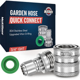 McKillans garden hose quick-connect pair ready for effortless transitions between tools.