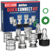 McKillans M22-14mm quick connect kit front view shows rugged stainless design for tough outdoor use.