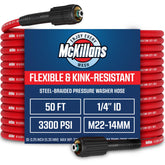 McKillans 50 ft pressure washer hose ready for versatile cleaning tasks