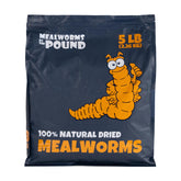 Mealworms by the Pound bulk dried bag close-up — natural protein snack for poultry