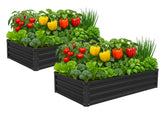 Meberam two-pack galvanized raised bed front view ready for planting