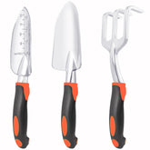 MECHEER 3-pack garden tools set with ergonomic orange handles for comfortable gardening