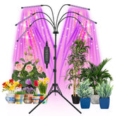 Mefflypee 6-head grow light on a stand guiding indoor plant growth with focused light.
