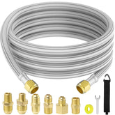 MEFUN 12 ft high-pressure propane hose extension with braided stainless steel for durable outdoor grilling