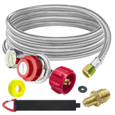 MEFUN 12 ft propane hose with gauge showing clear heat control readout for outdoor cooking