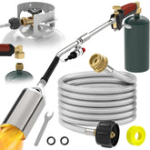 MEFUN propane torch weed burner in action with a powerful flame for fast weed control.
