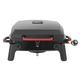 Megamaster 1-Burner grill with locking lid for secure transport.
