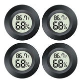 MEGGSI 4-pack mini hygrometer shows indoor/outdoor temperature and humidity at a glance.