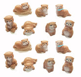 Mejixiwell 14-pcs mini otter figurines for charming fairy garden decor.