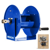 MEKOH hose reel with 100 ft 3/8 in hose showing smooth wrapping