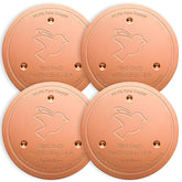Mellbree copper disc bird bath with three-point support for cleaner water.