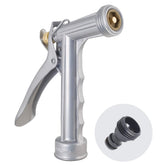 Melnor heavy-duty metal nozzle with back trigger for precise, comfortable water control.