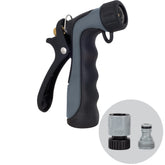 Melnor hot water nozzle with insulated handle resists extreme temps during use.
