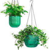 Melphoe emerald self-watering hanging planter view keeps soil moist during travel