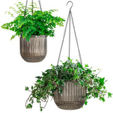 Melphoe self-watering hanging planter shows water level for easy moisture planning.