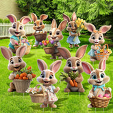 Memorywuu 9-pcs outdoor Easter bunny decorations brighten yard with vibrant color.