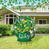 Memorywuu St Patrick's Day yard sign with shamrock welcomes guests outdoors.