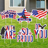 Memorywuu welcome home yard sign with We are so proud of you message for porch and lawn